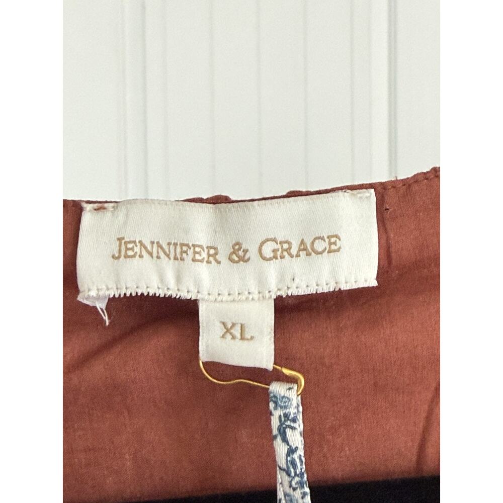 NWT Jennifer & Grace Wom XL Terracotta Eyelet Bubble Hem Romantic Top - Picture 2 of 6